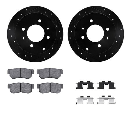 DYNAMIC FRICTION CO 8512-03012, Rotors-Drilled and Slotted-Black w/ 5000 Advanced Brake Pads incl. Hardware, Zinc Coated 8512-03012